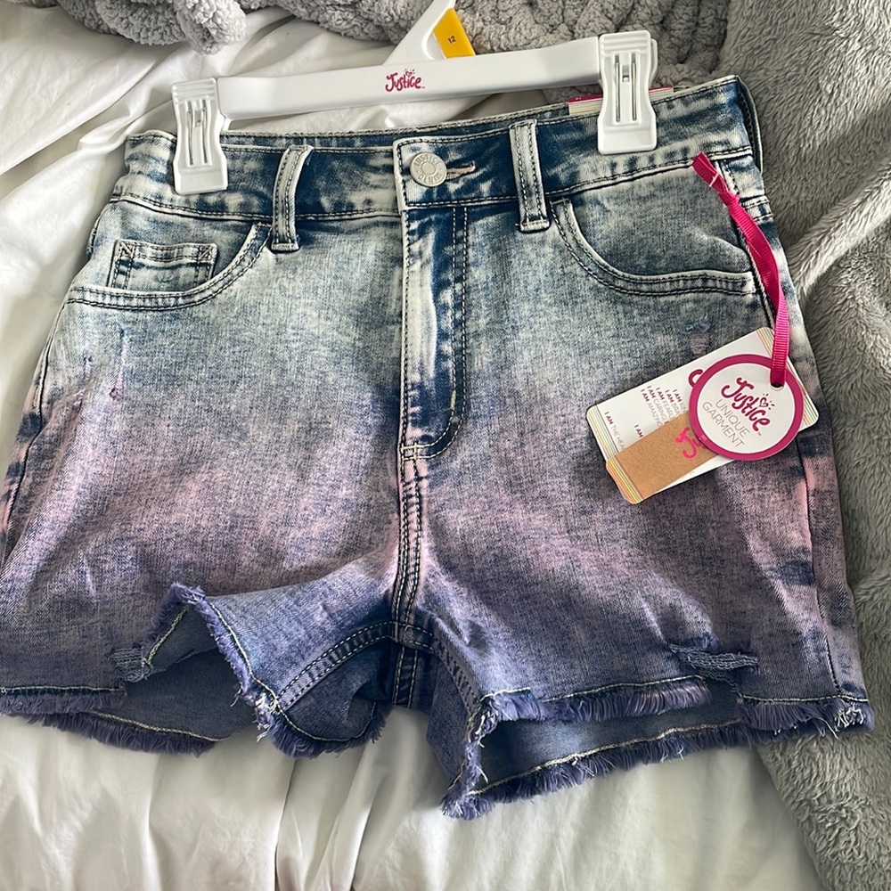 size 12 justice denim mini mom short shorts with tag